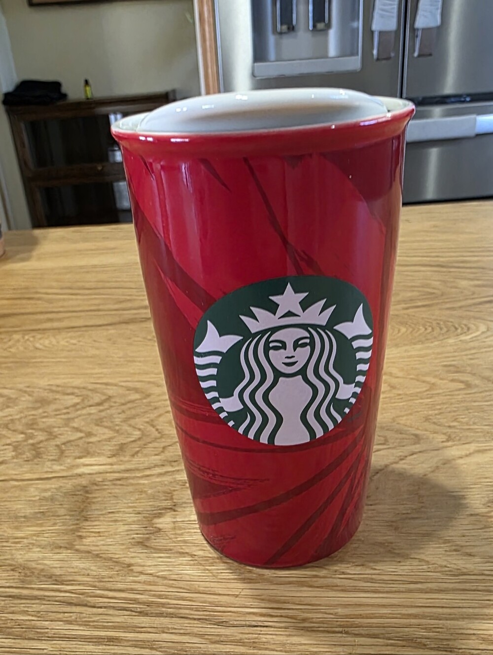 Starbucks Red Ceramic Tumbler with Siren Logo